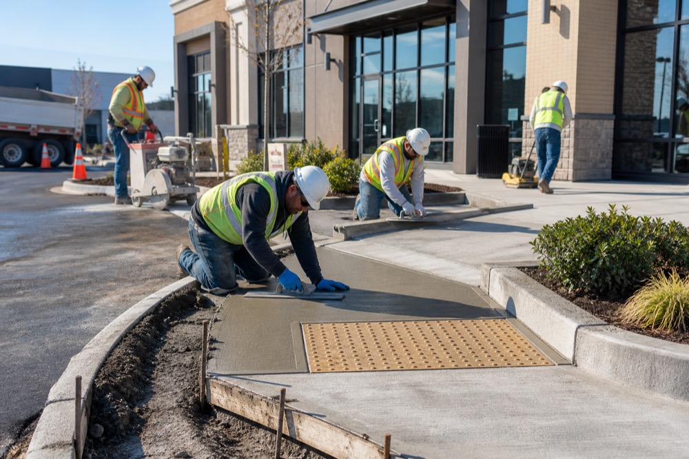 Concrete + paving service professional at work