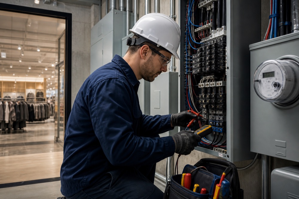 Electrical + power service professional at work