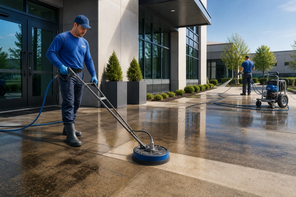 Commercial pressure washing project shown in the email