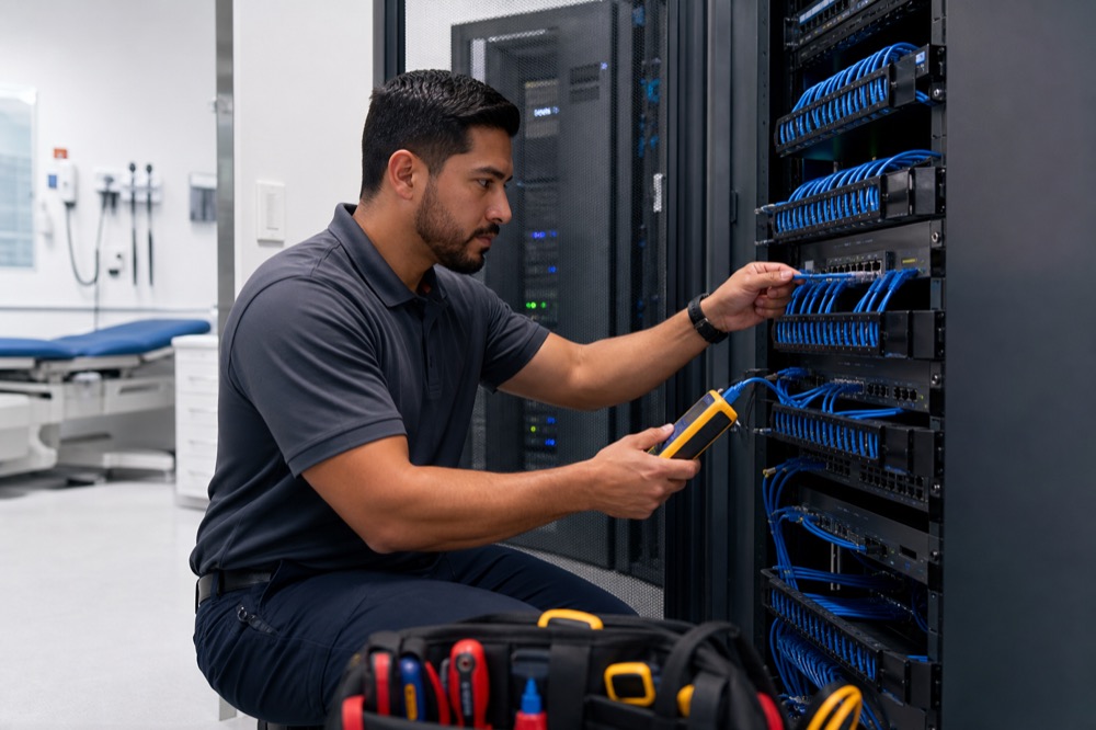 IT + business systems service professional at work