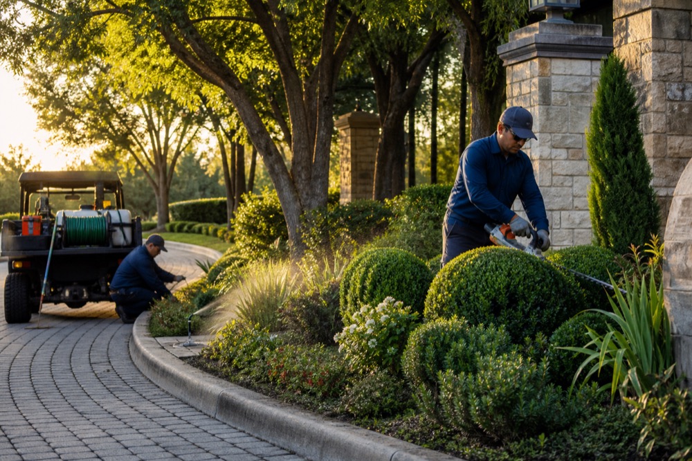 Landscaping + trees service professional at work