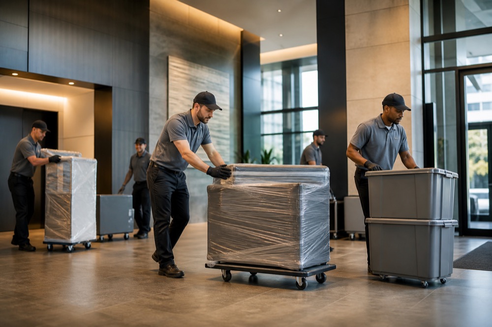 Moving + storage service professional at work