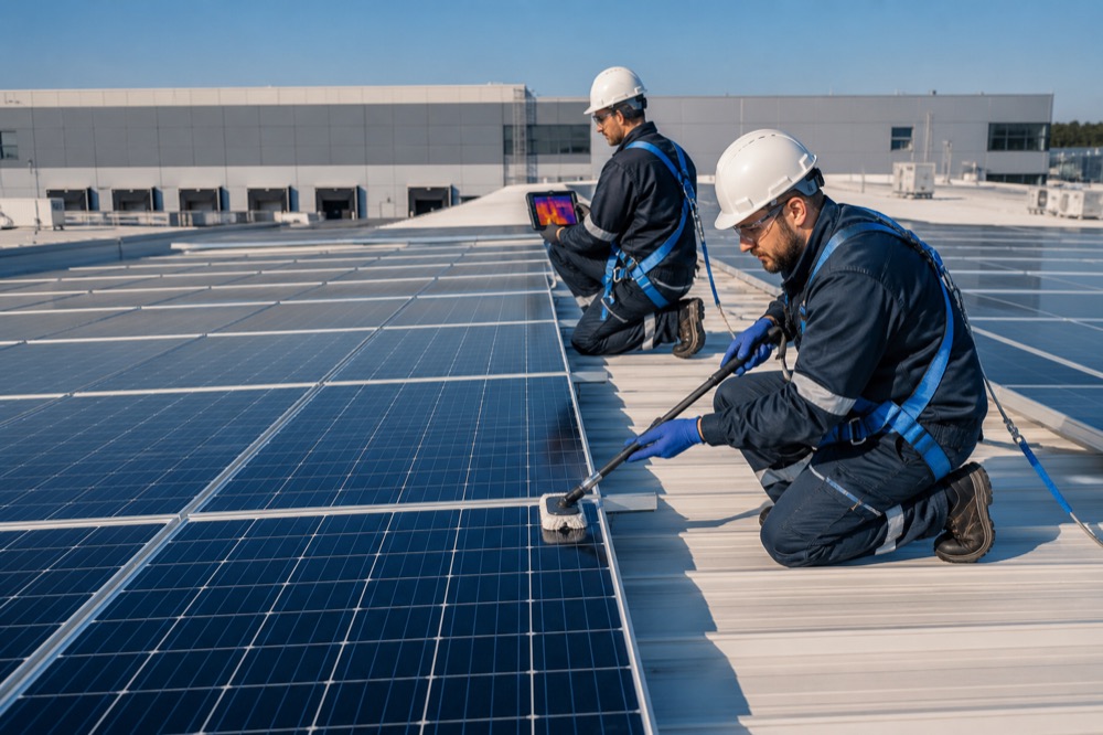 Solar + energy service professional at work